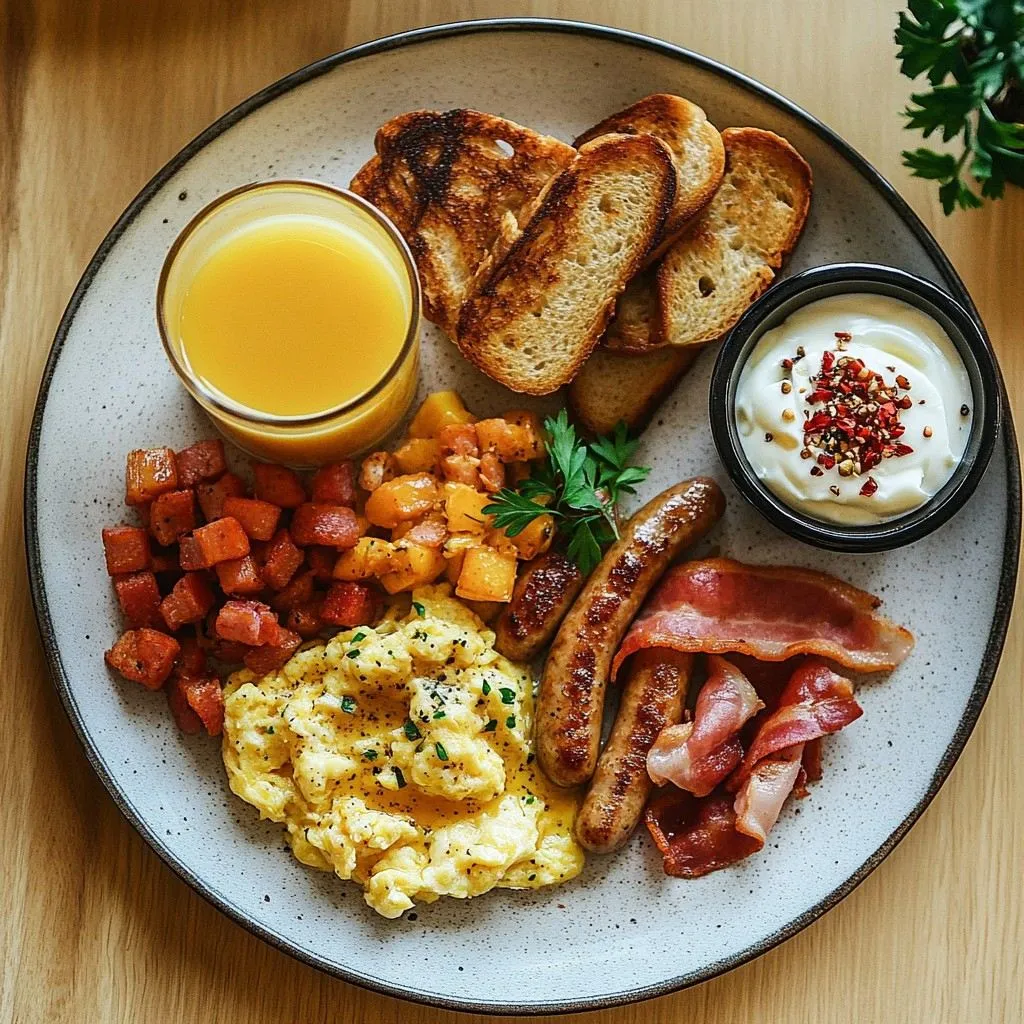 Eggs, cottage cheese and toast